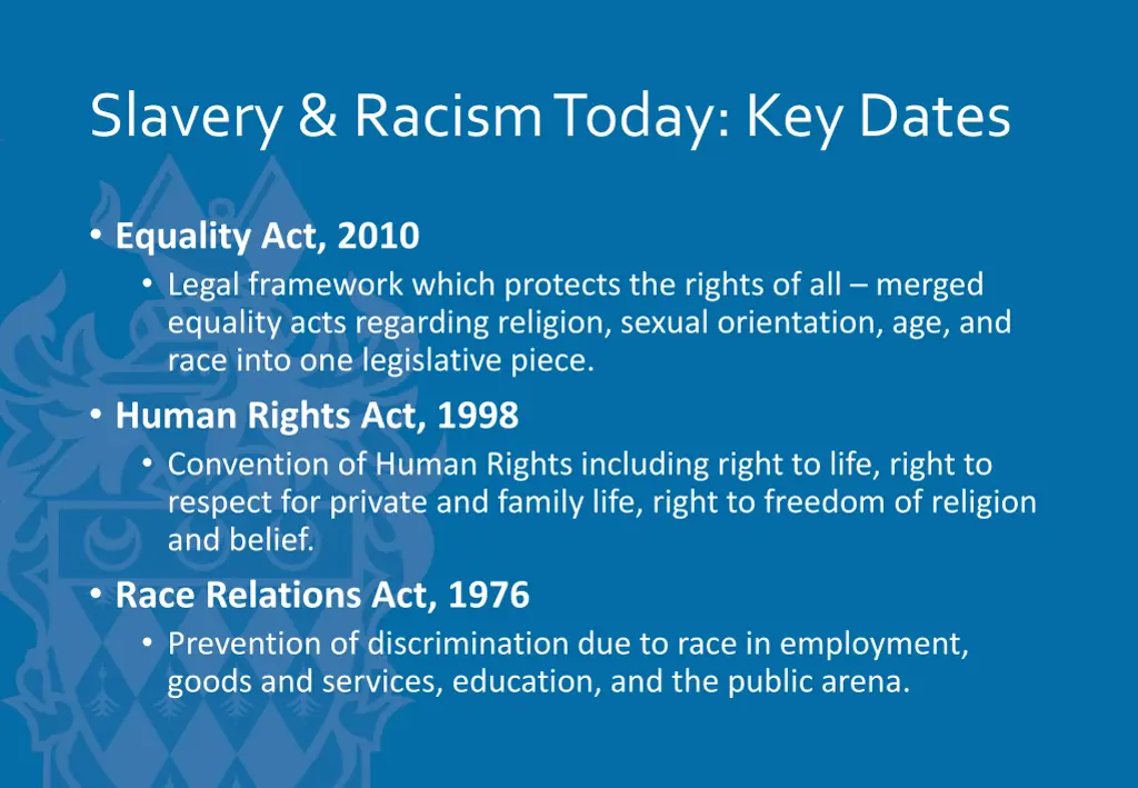 slavery racism today key dates