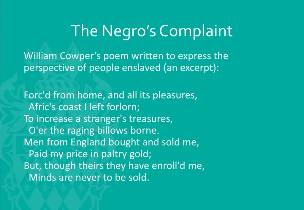 the negro s complaint