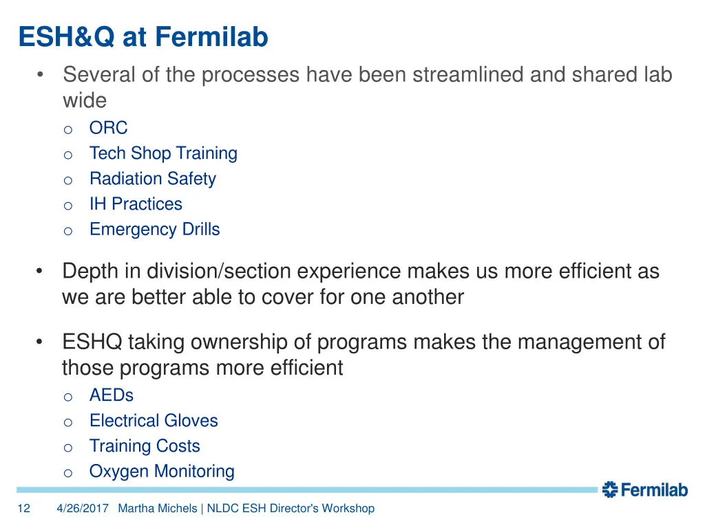 esh q at fermilab