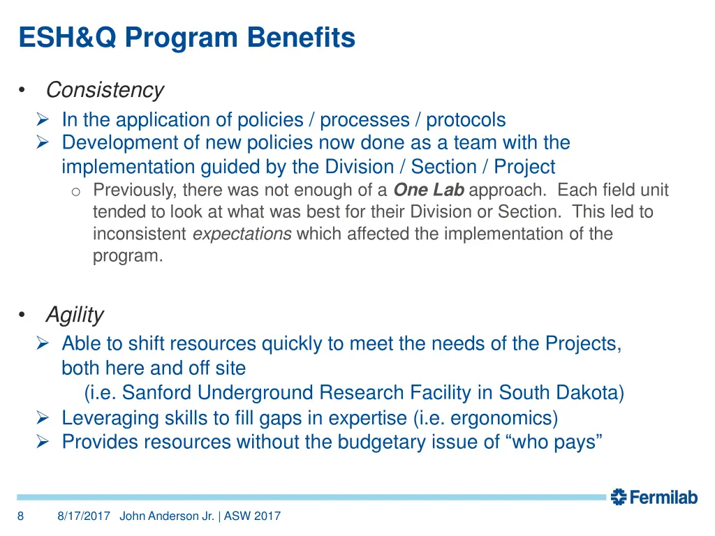 esh q program benefits