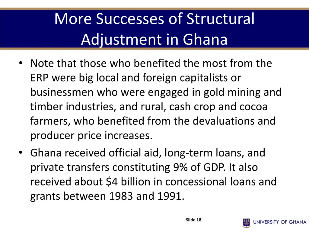 more successes of structural adjustment in ghana 1