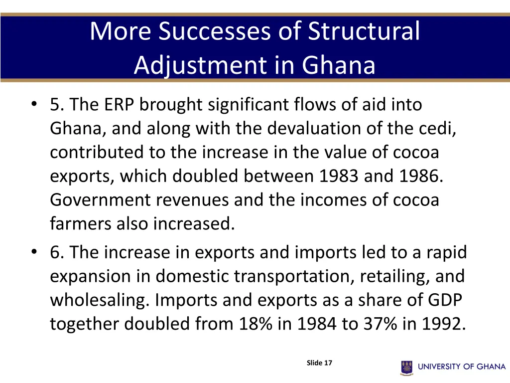 more successes of structural adjustment in ghana