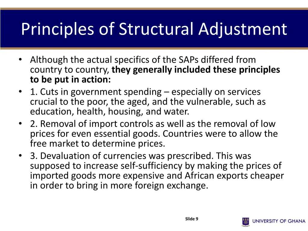 principles of structural adjustment