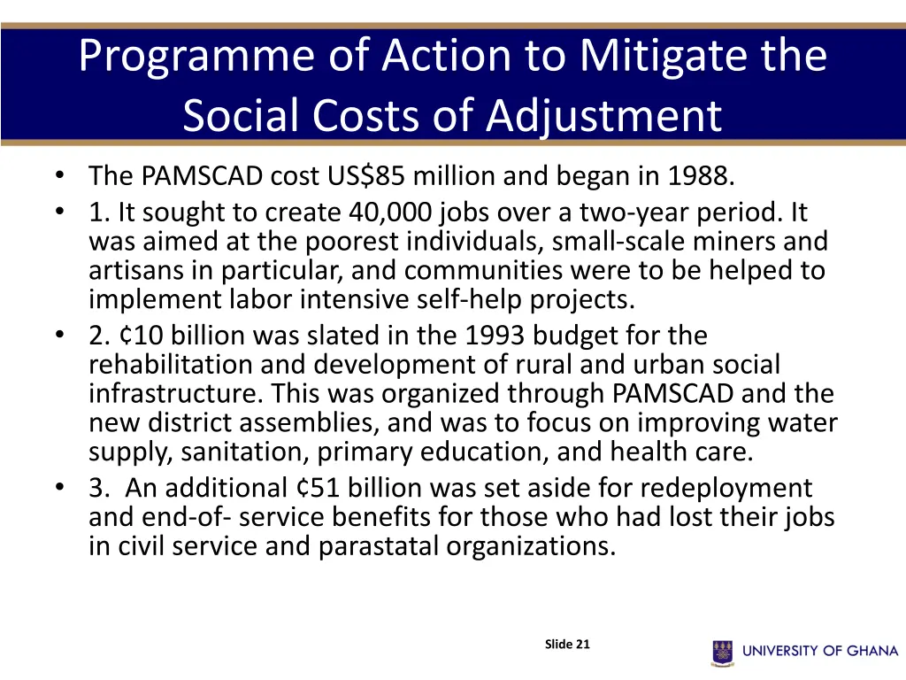 programme of action to mitigate the social costs