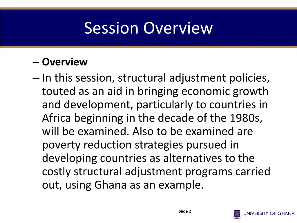 session overview