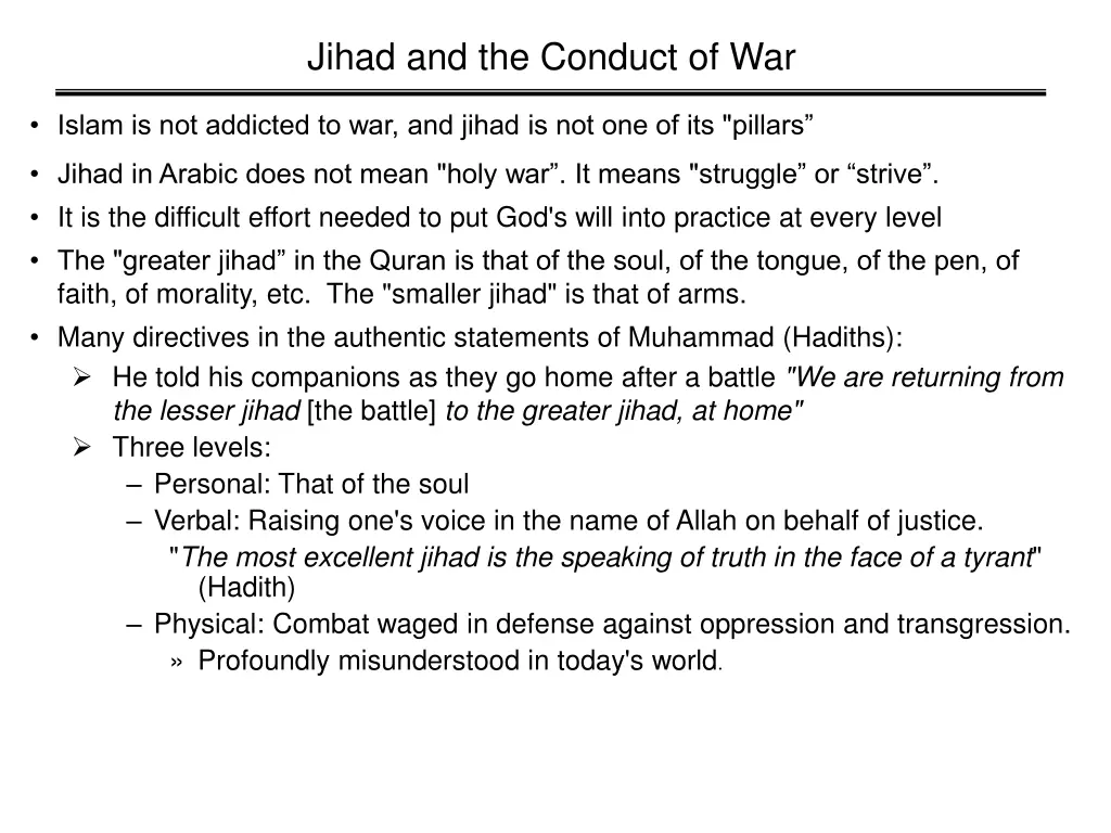 jihad and the conduct of war