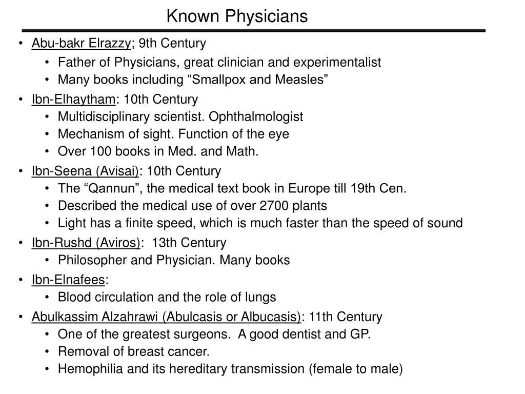 known physicians