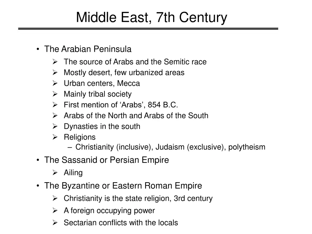 middle east 7th century