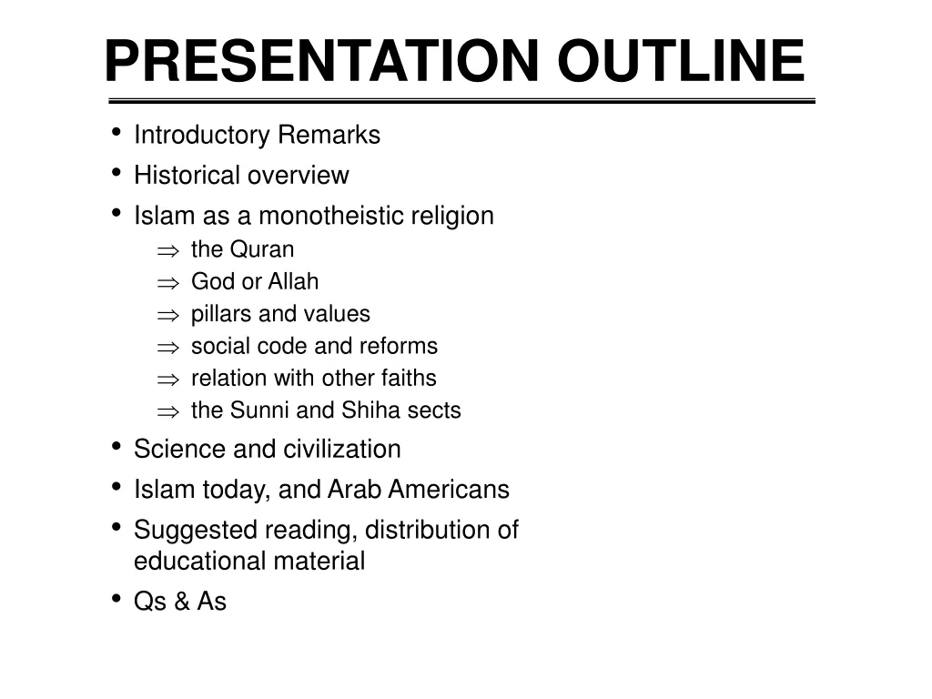 presentation outline