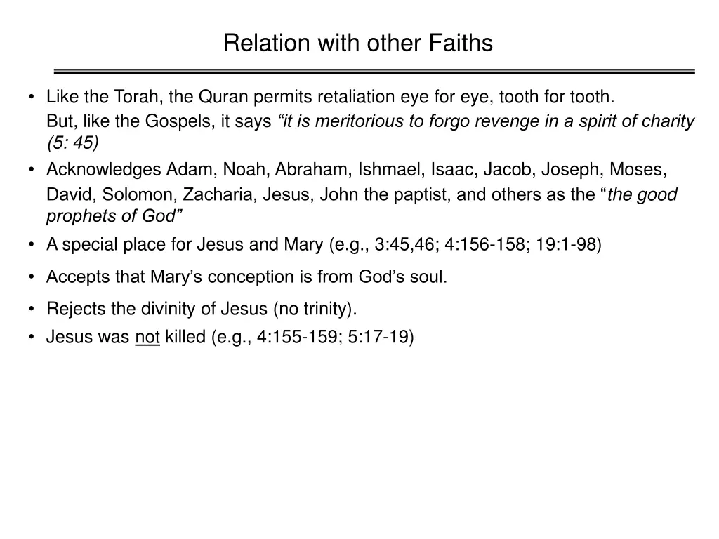 relation with other faiths