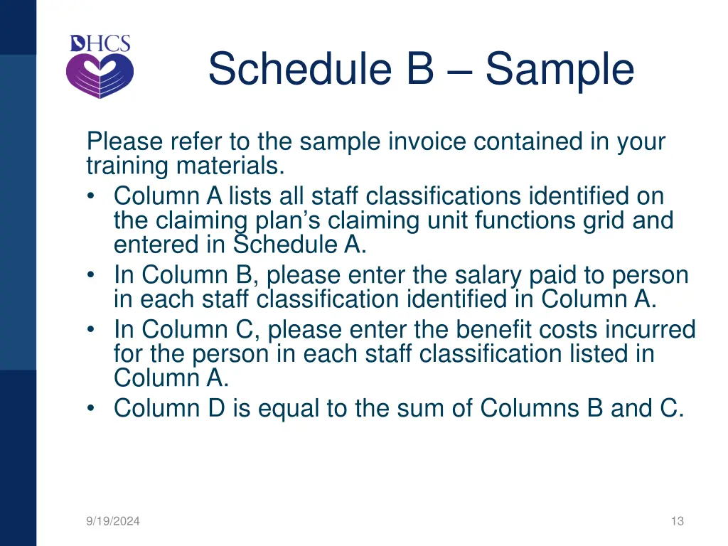 schedule b sample