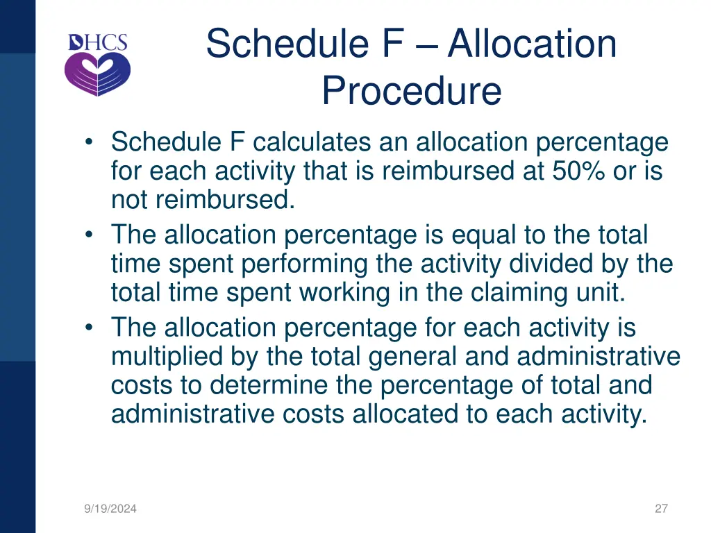 schedule f allocation procedure