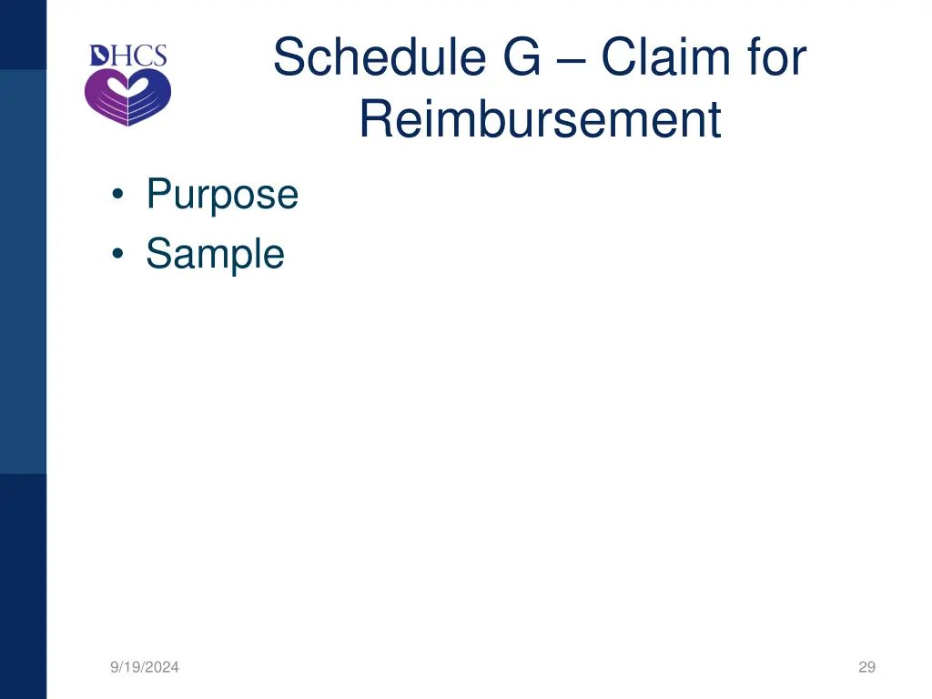 schedule g claim for reimbursement