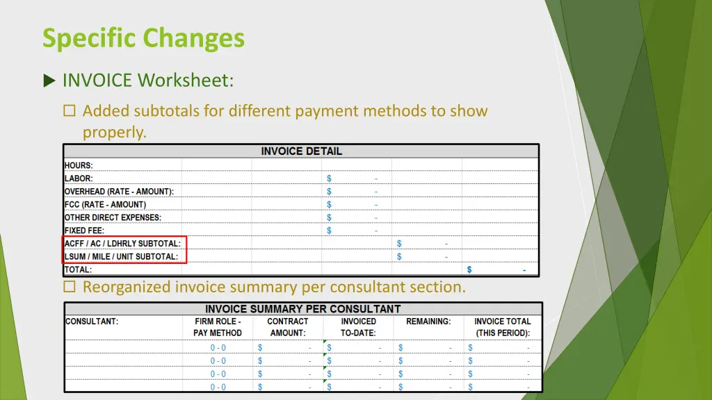 specific changes 1