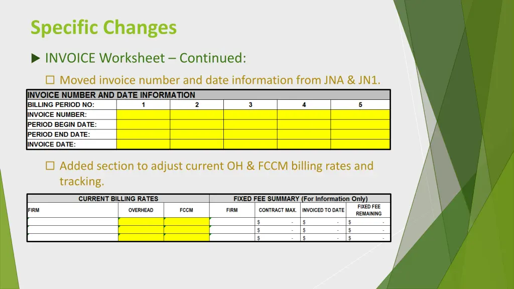 specific changes 2