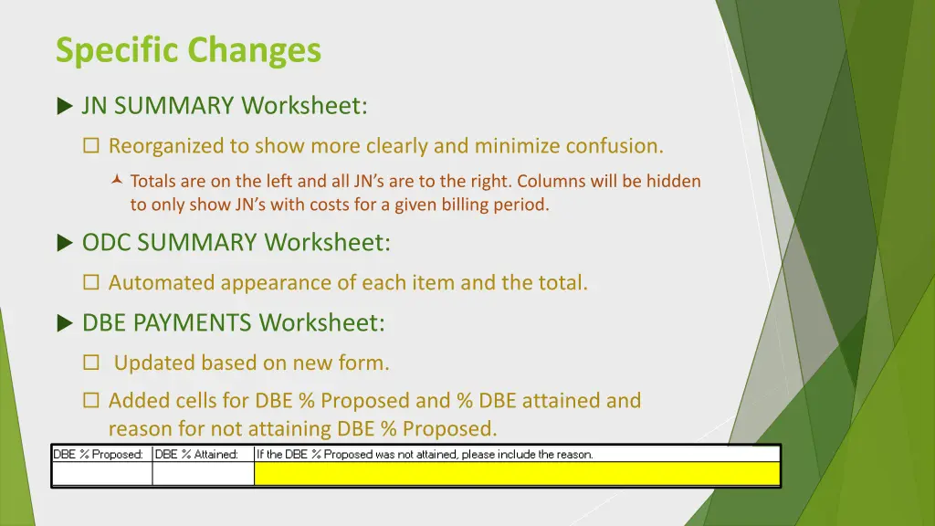 specific changes 3