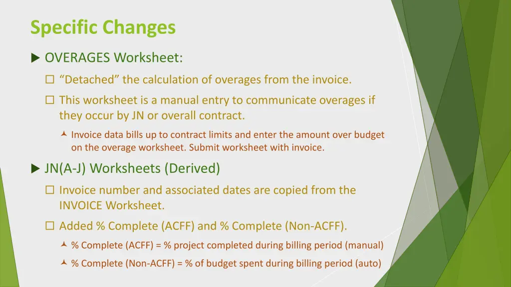 specific changes 4