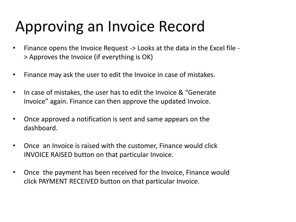 approving an invoice record