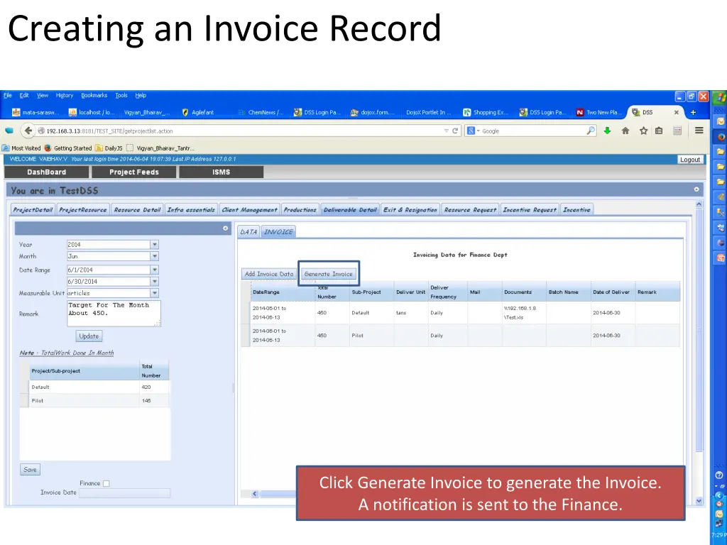 creating an invoice record 2