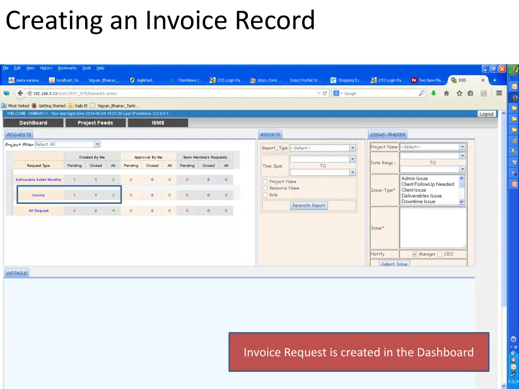 creating an invoice record 3