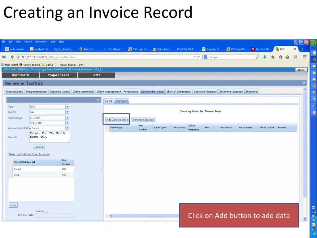 creating an invoice record