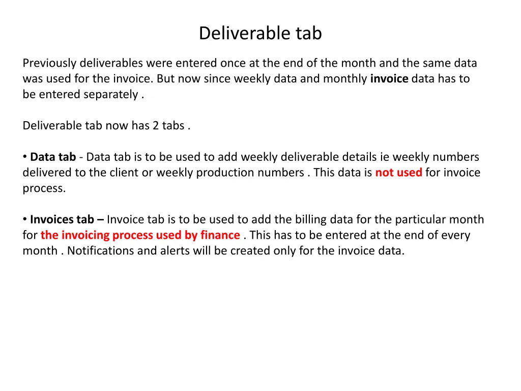 deliverable tab