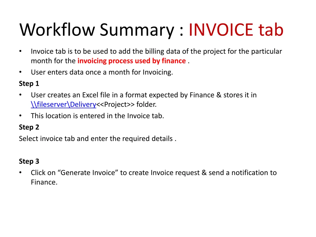 workflow summary invoice tab