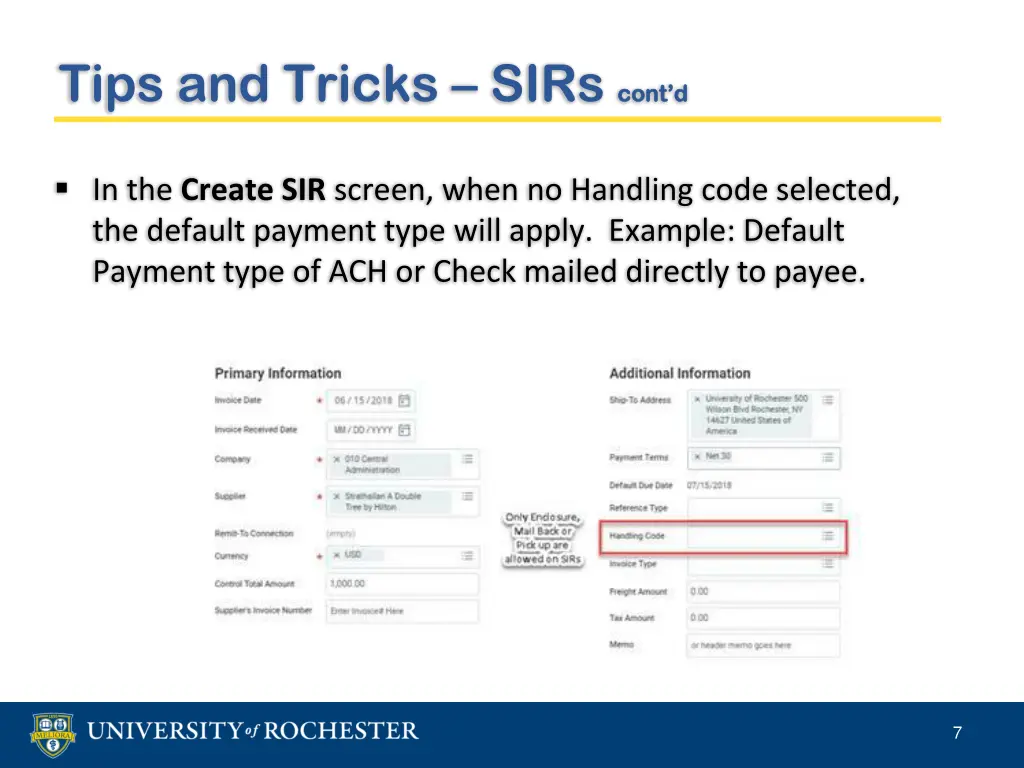 tips and tricks sirs cont d