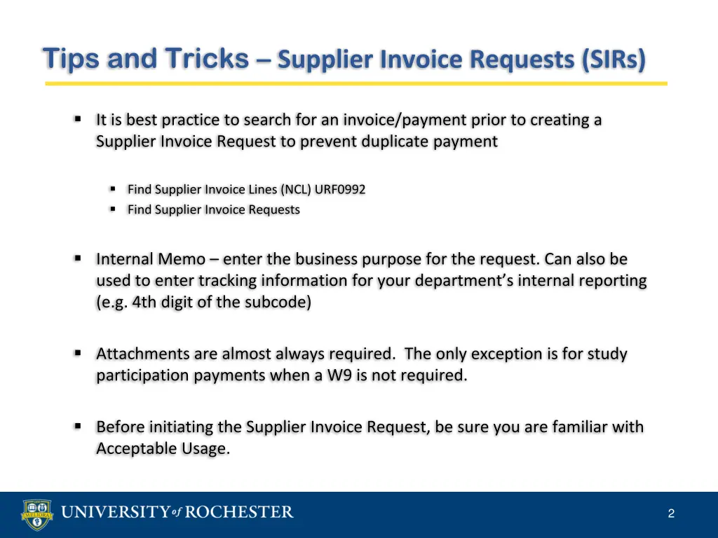 tips and tricks supplier invoice requests sirs