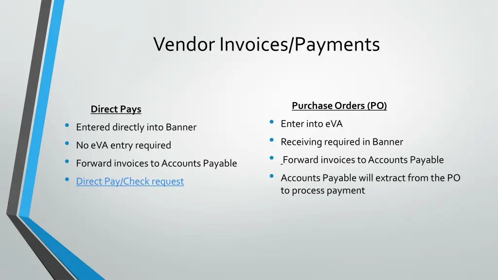 vendor invoices payments