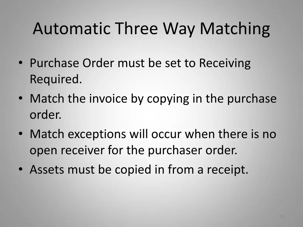 automatic three way matching