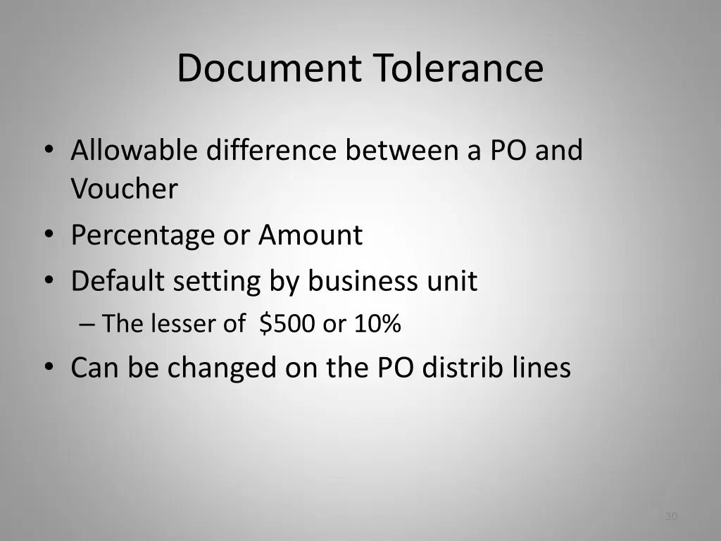 document tolerance