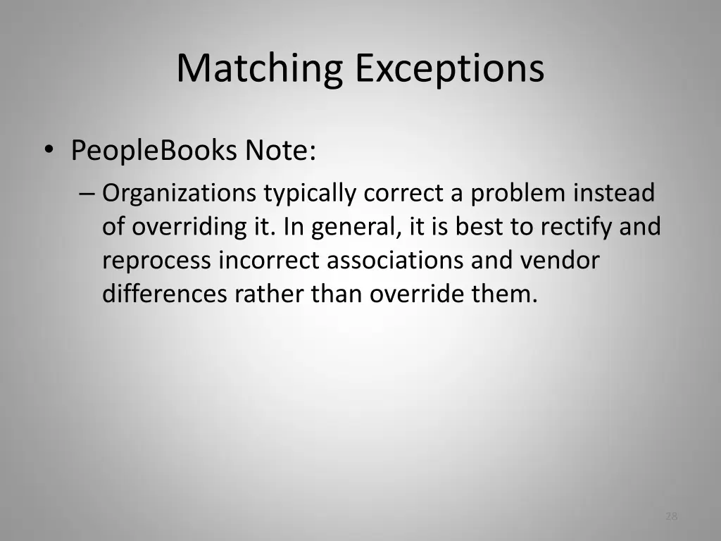 matching exceptions