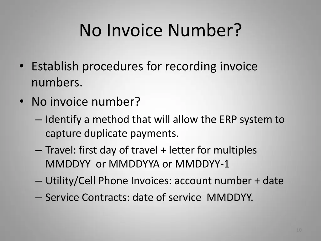 no invoice number