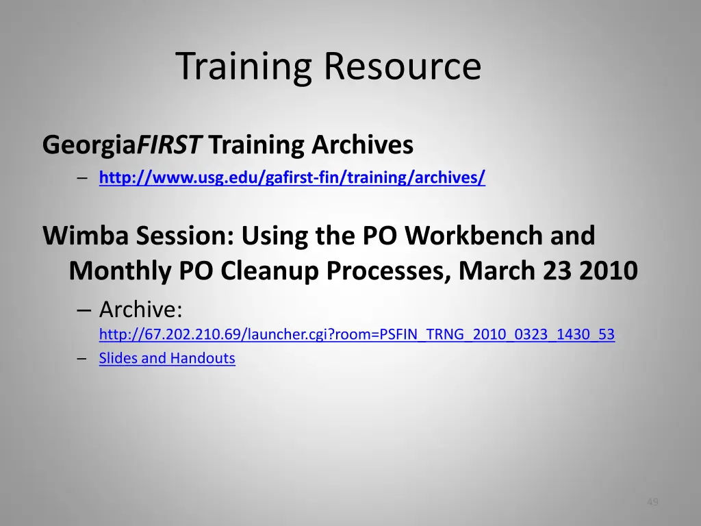 training resource