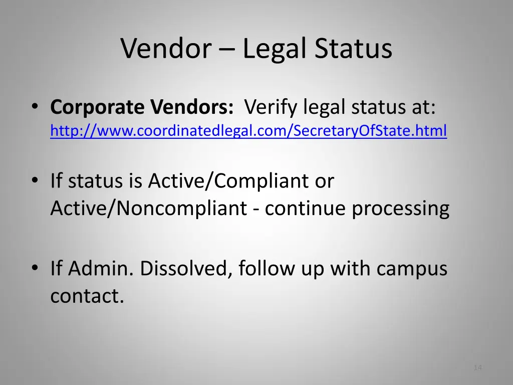 vendor legal status