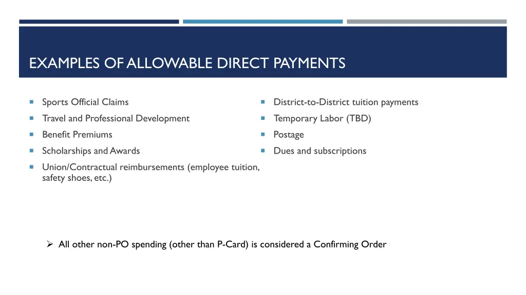 examples of allowable direct payments