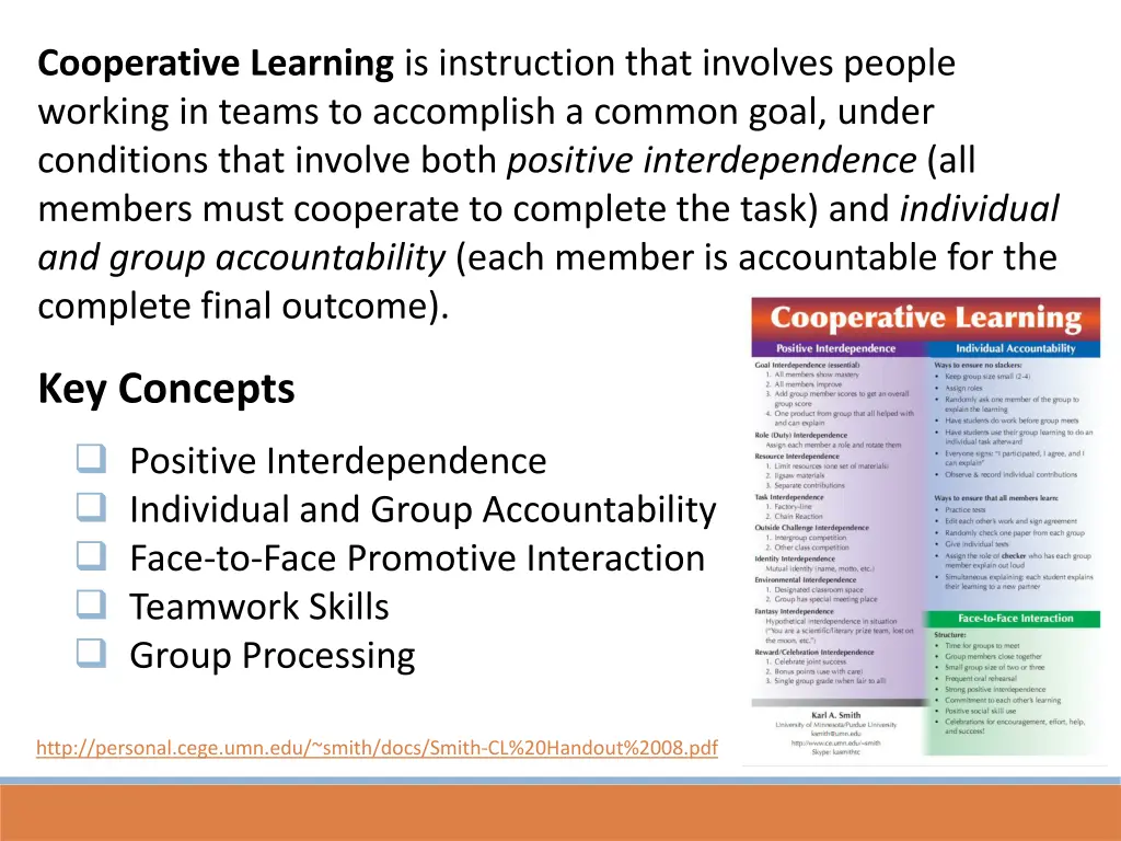 cooperative learning is instruction that involves 1