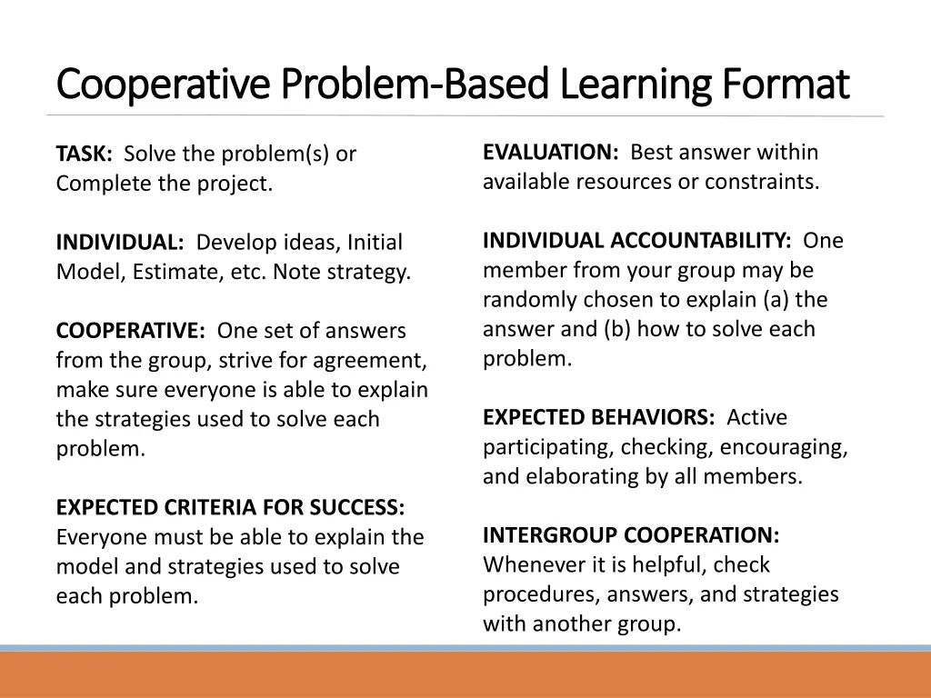 cooperative problem cooperative problem based