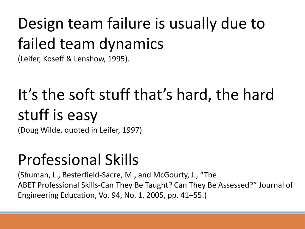 design team failure is usually due to failed team