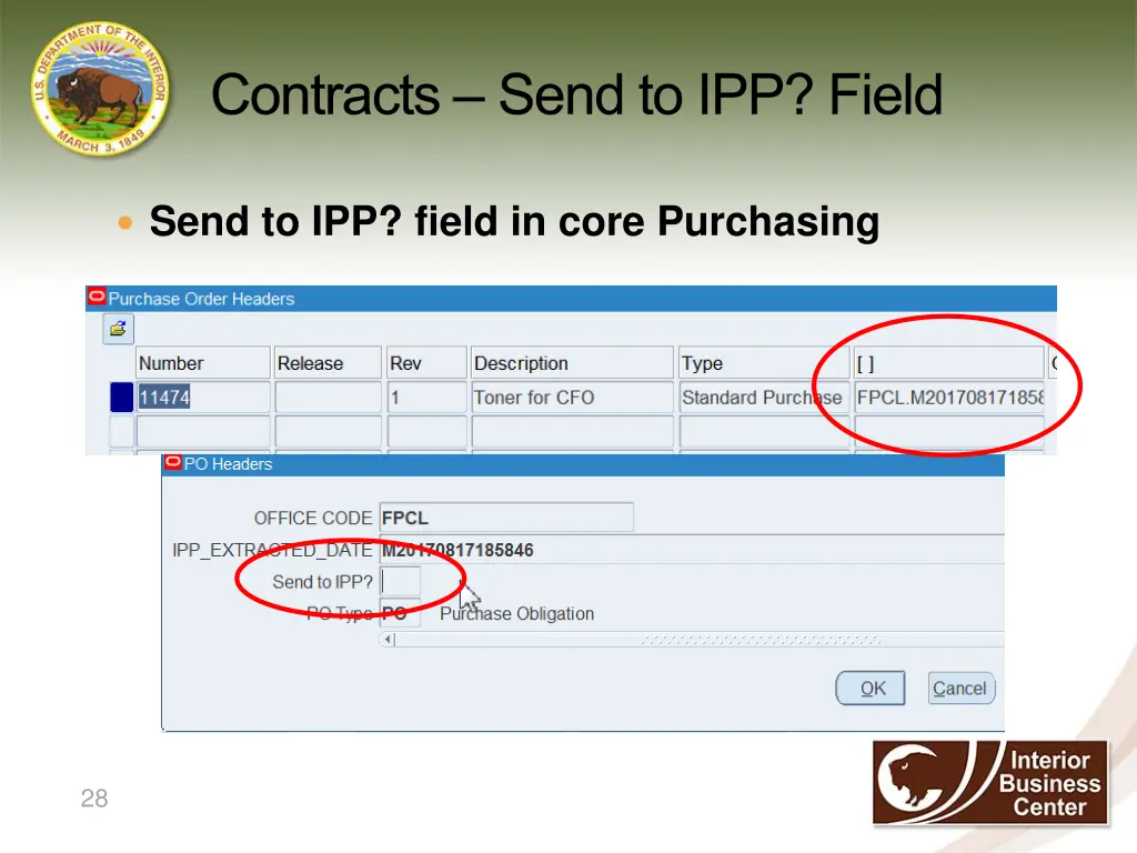 contracts send to ipp field