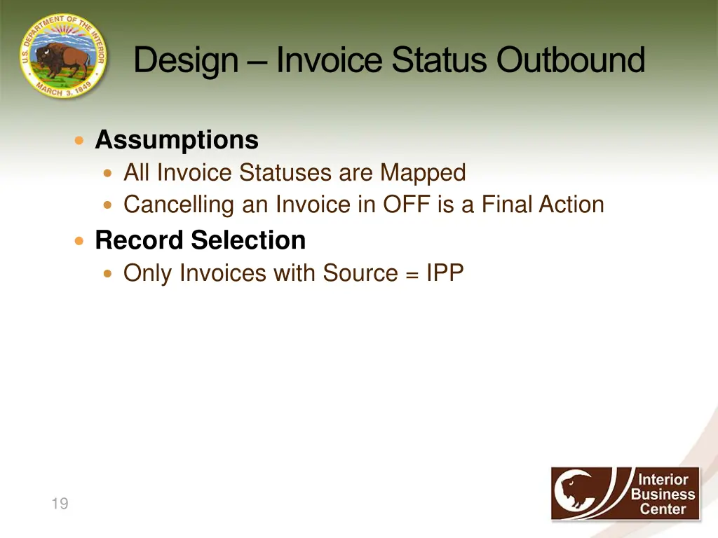 design invoice status outbound