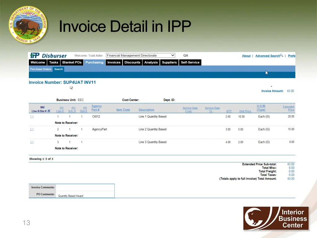 invoice detail in ipp