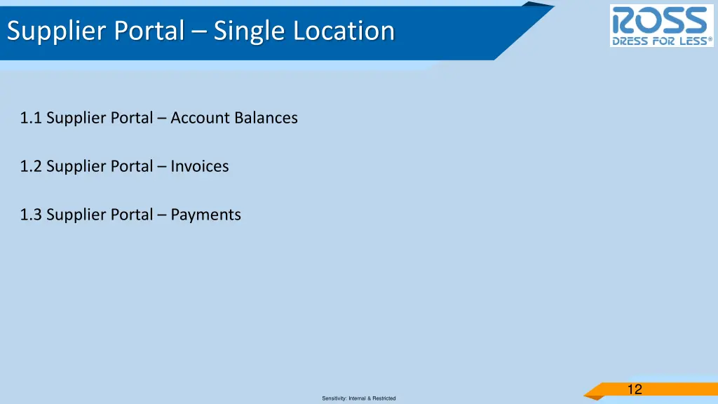 supplier portal single location