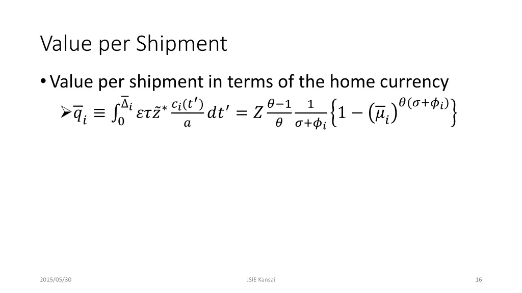 value per shipment