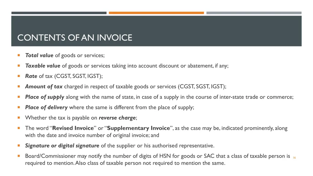 contents of an invoice 1