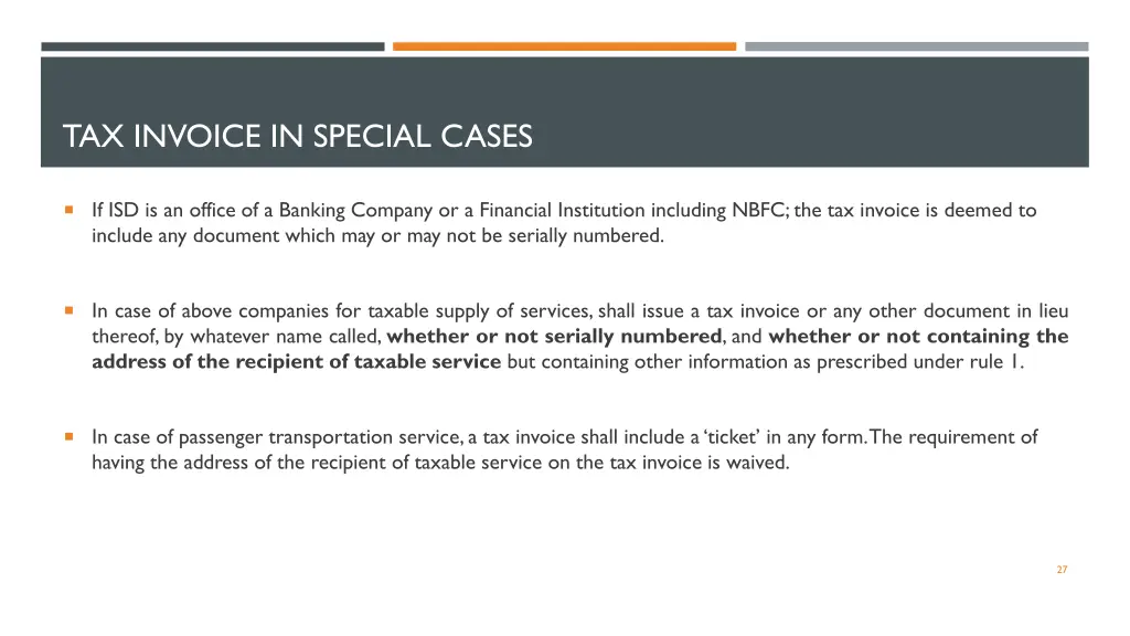 tax invoice in special cases