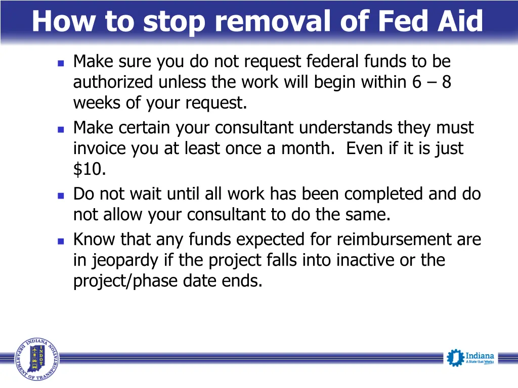 how to stop removal of fed aid