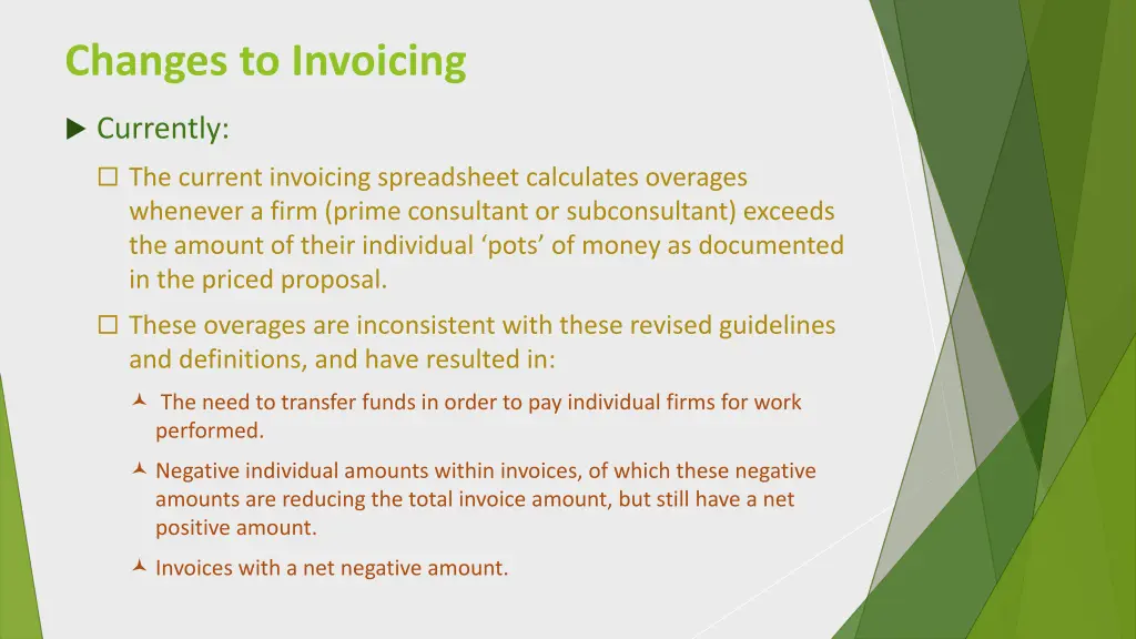 changes to invoicing