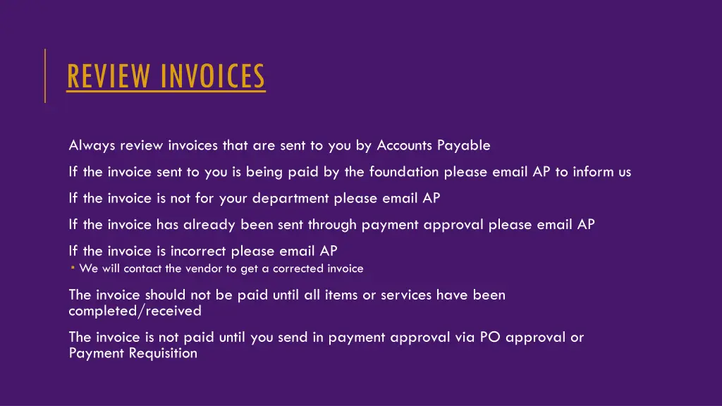 review invoices